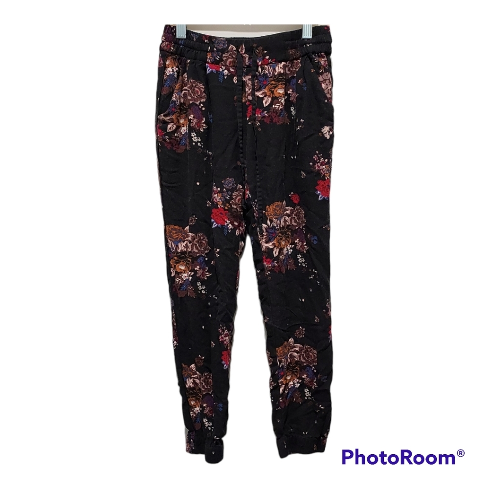 Aritzia Floral Ankle Pants - Black and Multicolor